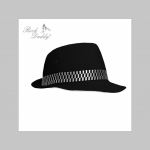 Čierny SKA klobúk s látkovým pásom v šachovnicovom dizajne, materiál 100% polyester